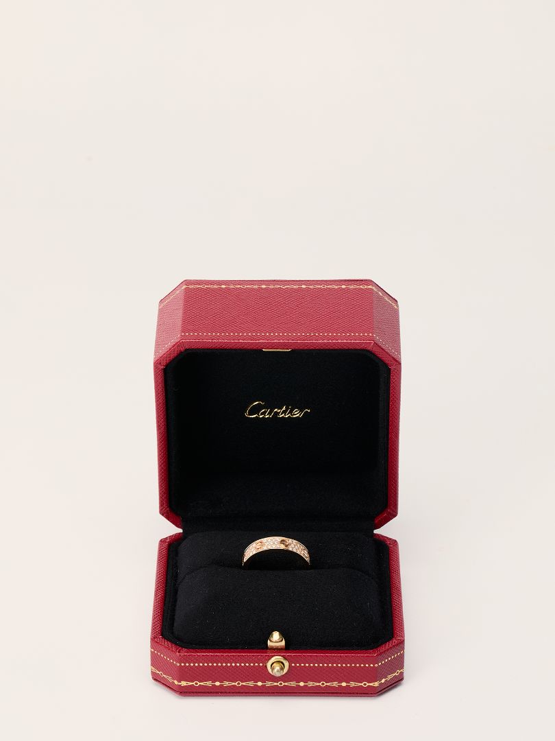 Rose Gold Love Ring Small Model Paved 55