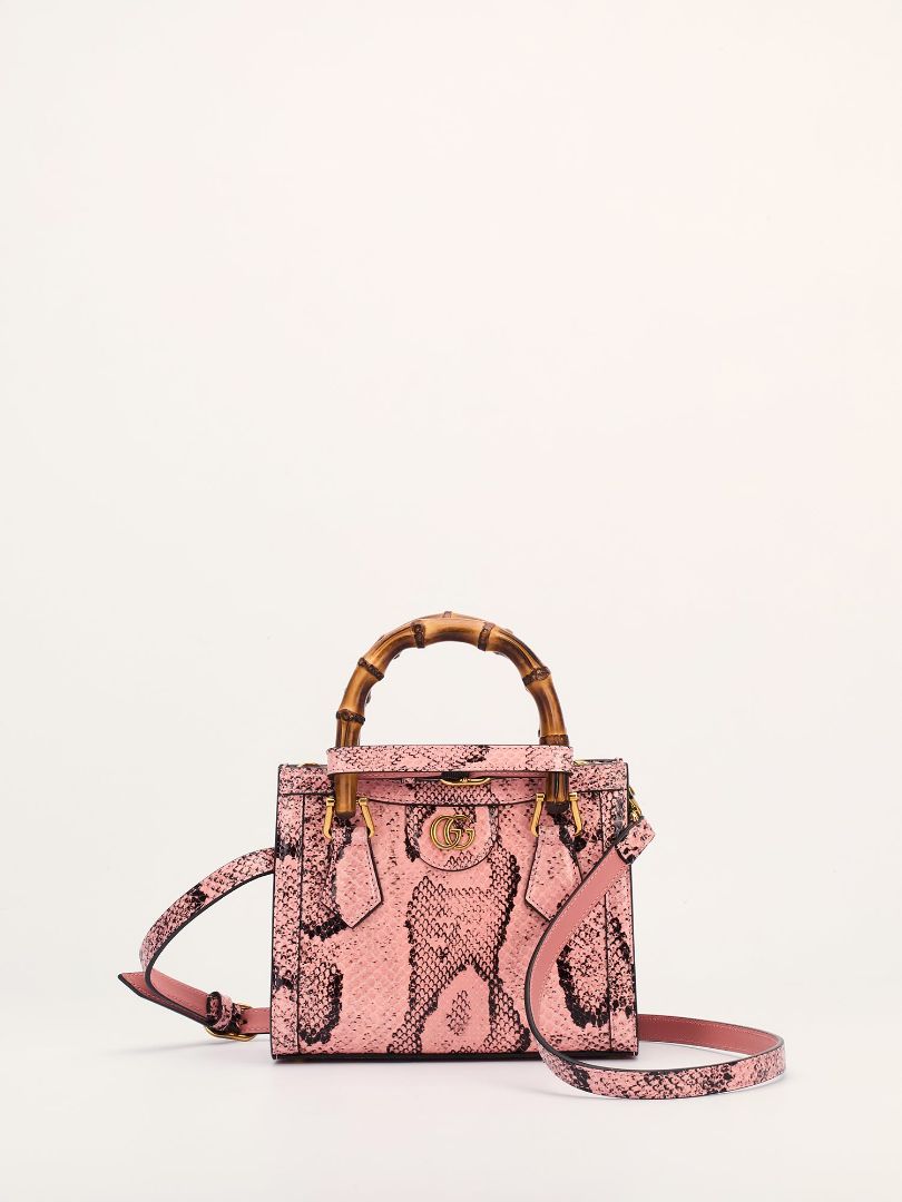 Pink Diana Python Small Tote Bag