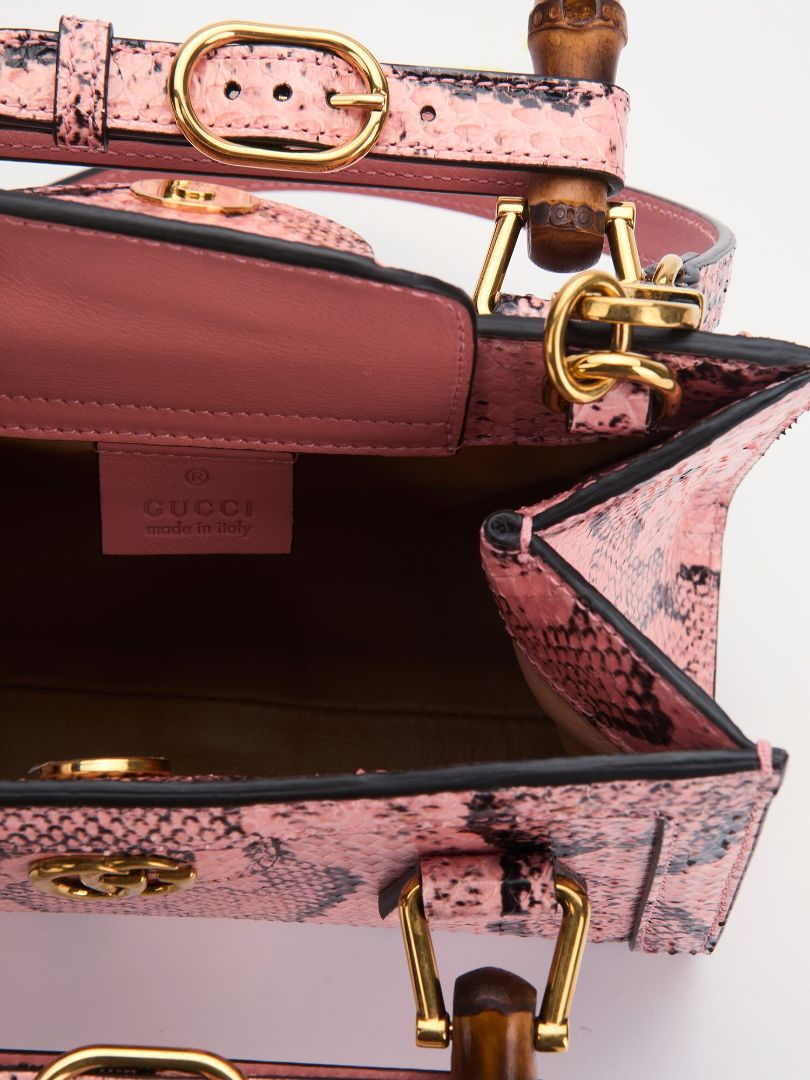 Pink Diana Python Small Tote Bag