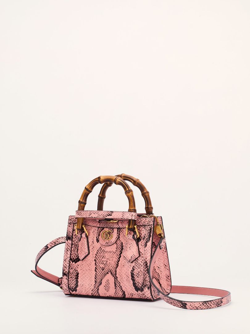 Pink Diana Python Small Tote Bag