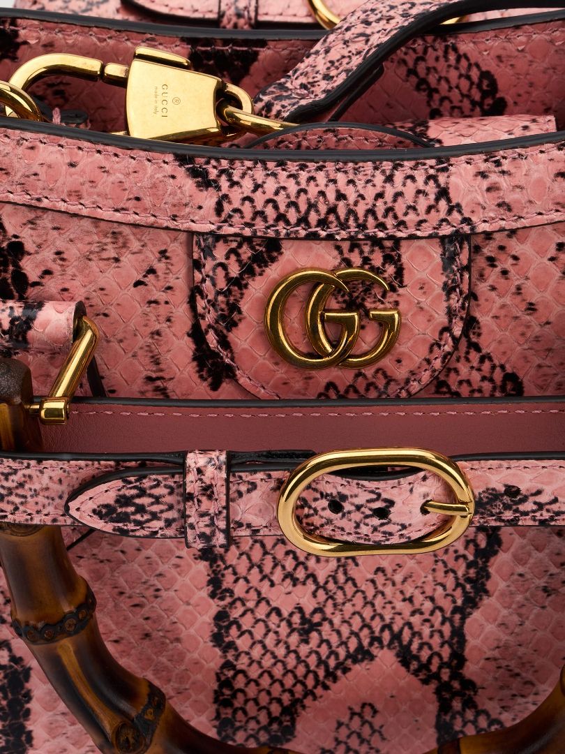 Pink Diana Python Small Tote Bag