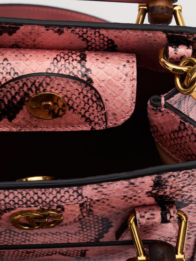 Pink Diana Python Small Tote Bag