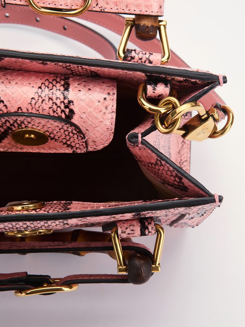Pink Diana Python Small Tote Bag