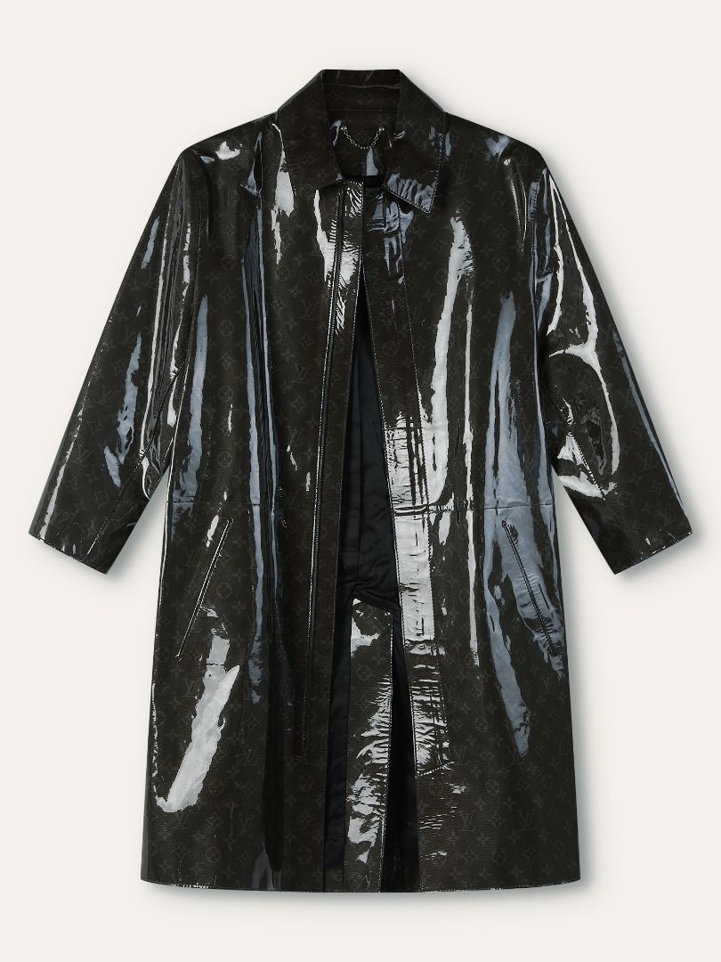 Brown & Multi Patent Leather Monogram Coat
