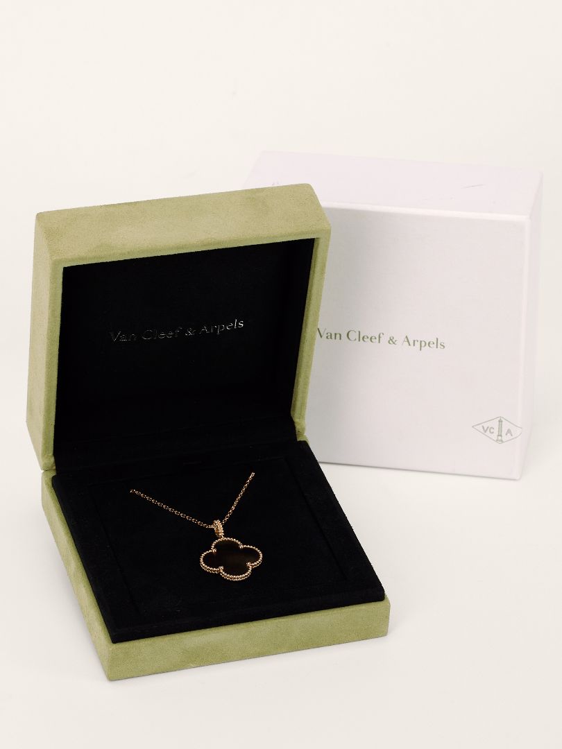 Rose Gold Magic Alhambra Grey Mother Of Pearl Long Necklace