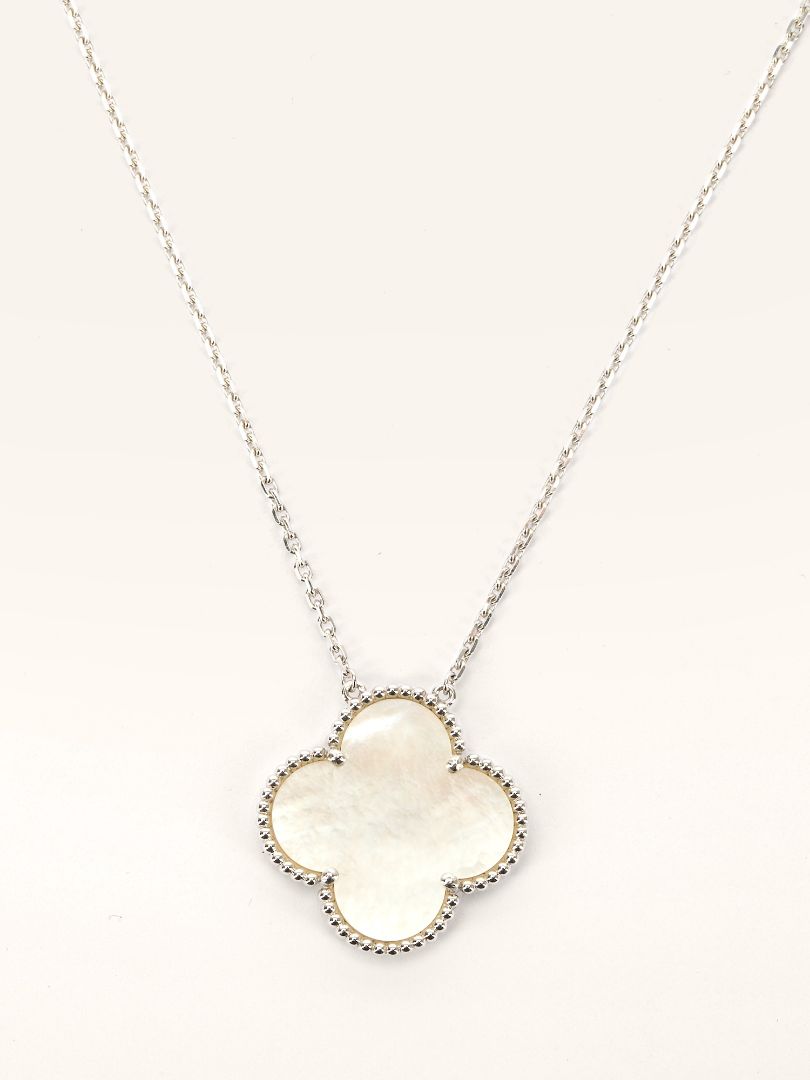 White Gold Mother Of Pearl Magic Alhambra Pendant Necklace