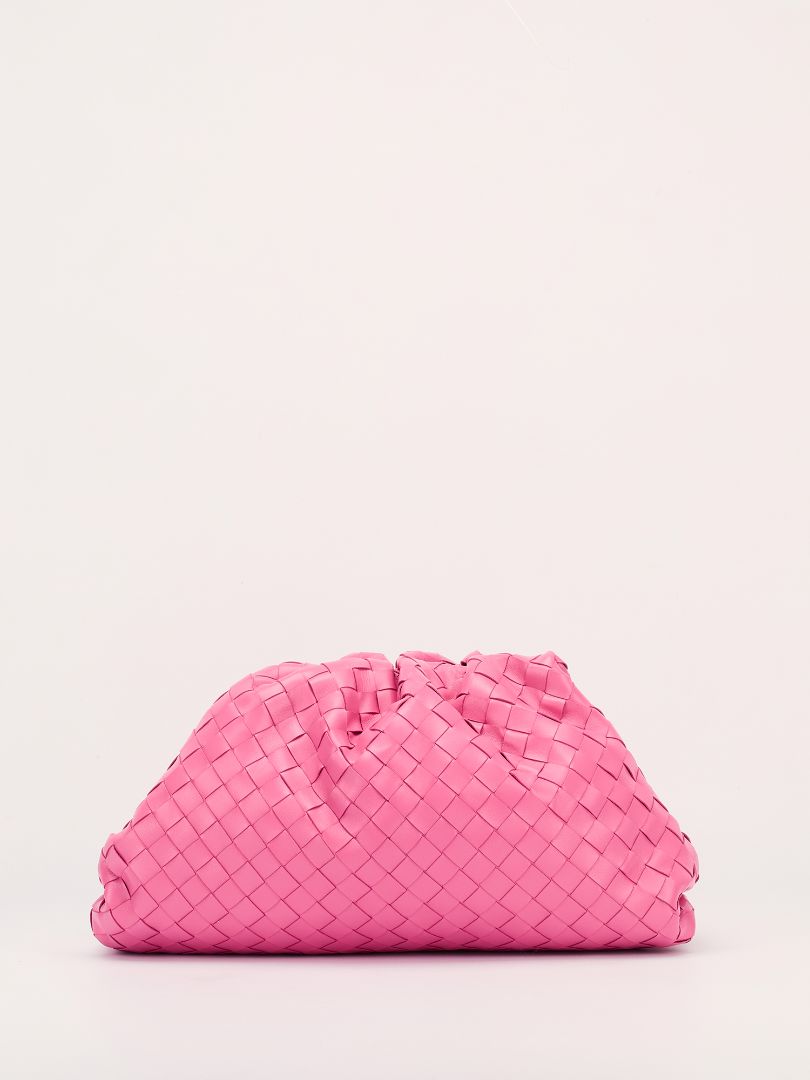 Pink Large The Pouch Woven Intrecciato Leather Clutch