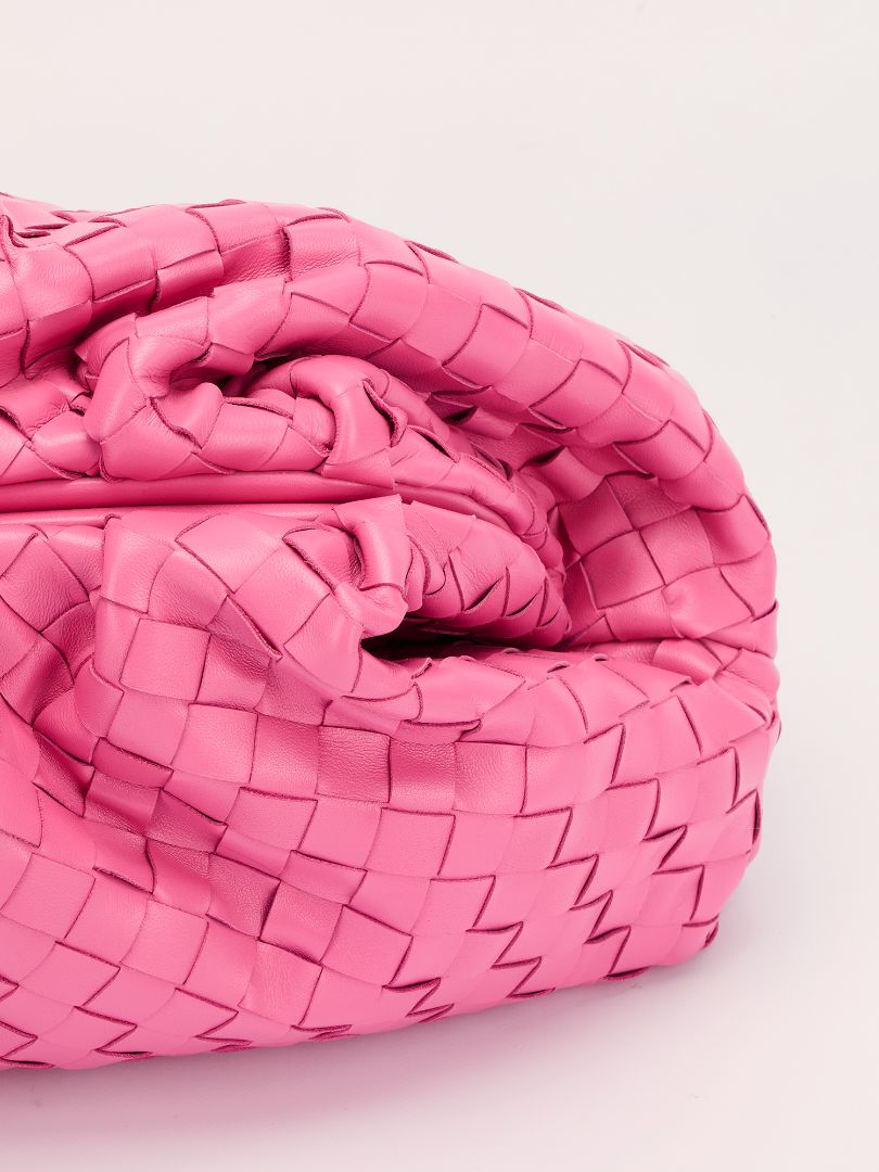 Pink Large The Pouch Woven Intrecciato Leather Clutch