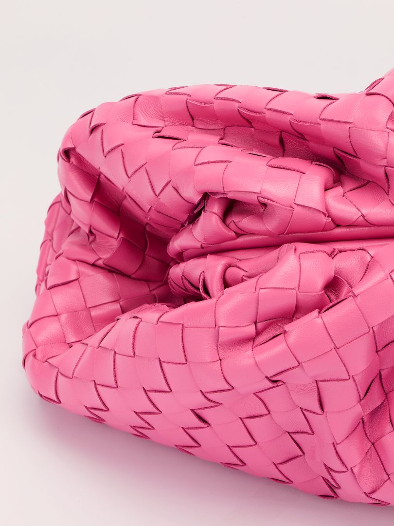 Pink Large The Pouch Woven Intrecciato Leather Clutch