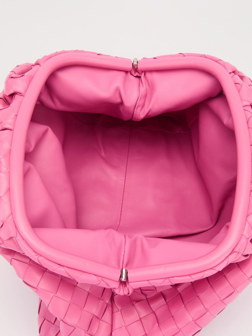 Pink Large The Pouch Woven Intrecciato Leather Clutch