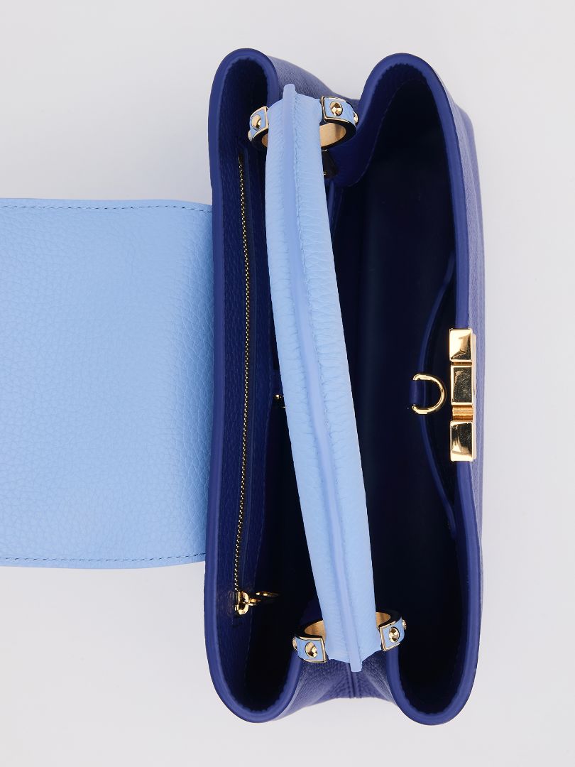 Bleu de Province Blue & Snow White MM Capucines Handbag