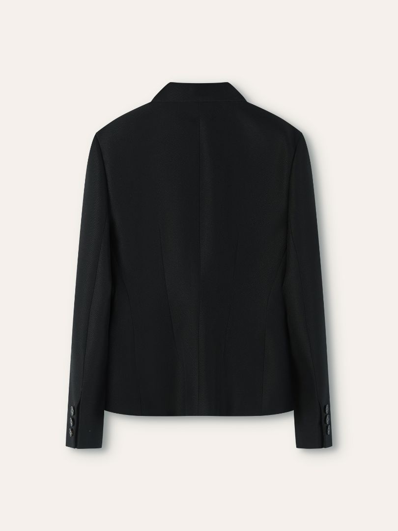 Black Virgin Wool Single Breasted Blazer