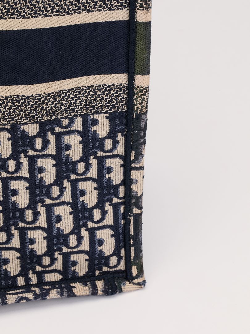 Blue & Ecru Large Book Tote