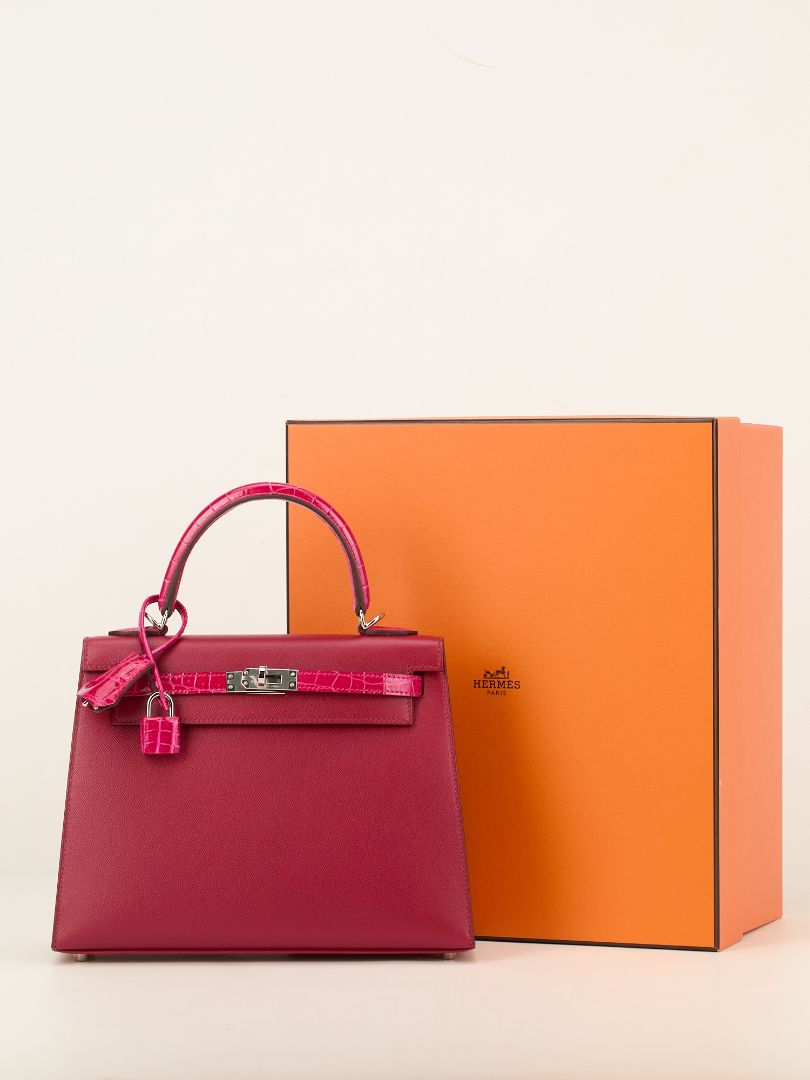 Kelly Sellier 25 Touch Rubis & Framboise Madame and Croco With PHW 2022 U Stamp