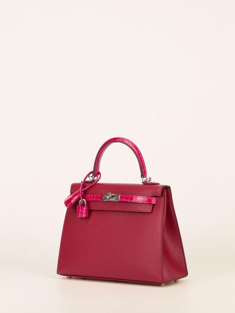 Kelly Sellier 25 Touch Rubis & Framboise Madame and Croco With PHW 2022 U Stamp