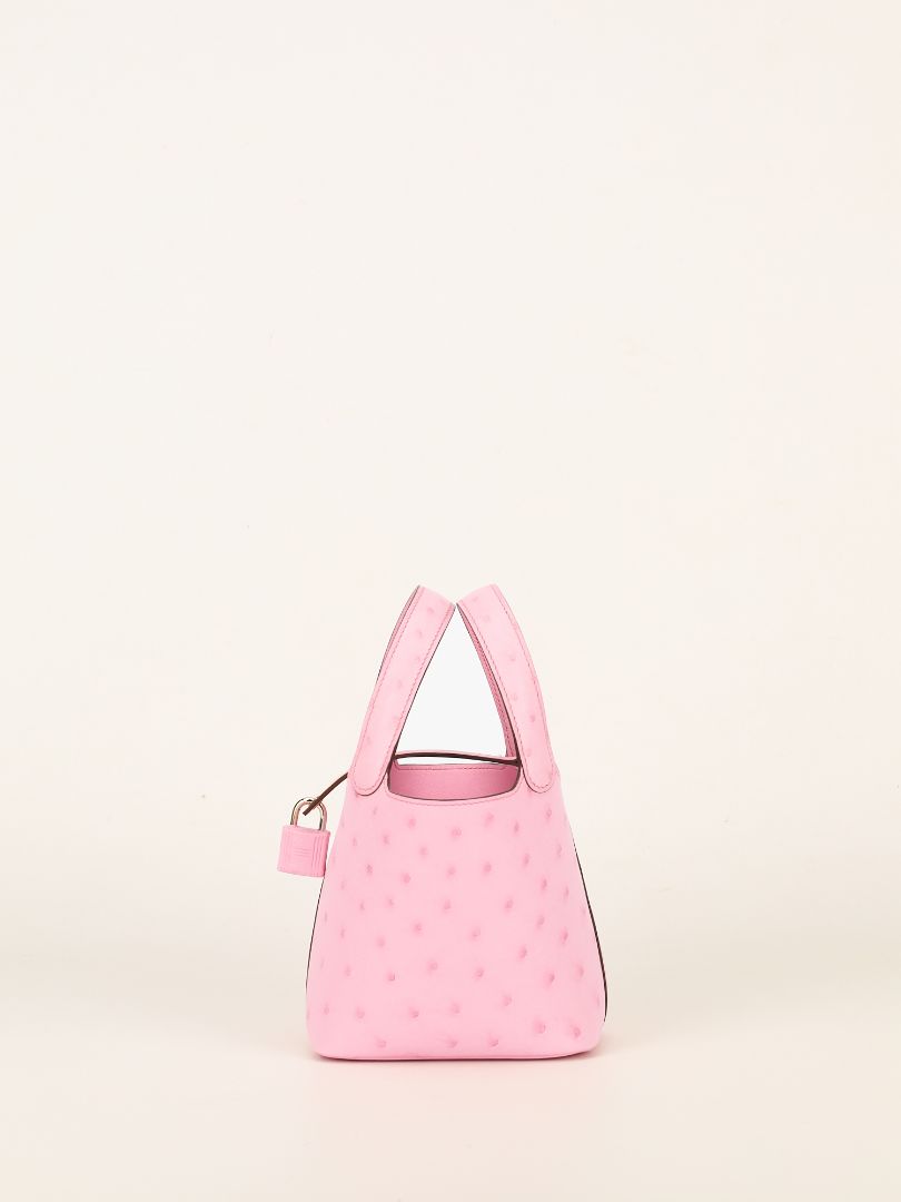 Mirco Picotin Lock 14 Rose Bubblegum Ostrich With PHW 2025 K Stamp