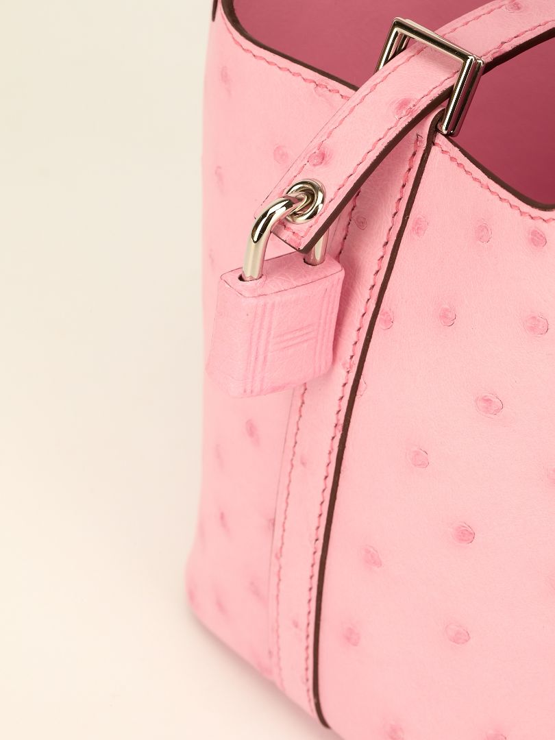 Mirco Picotin Lock 14 Rose Bubblegum Ostrich With PHW 2025 K Stamp
