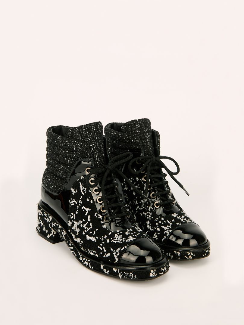 Black & White Tweed Ankle Boots