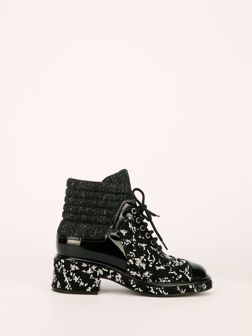 Black & White Tweed Ankle Boots