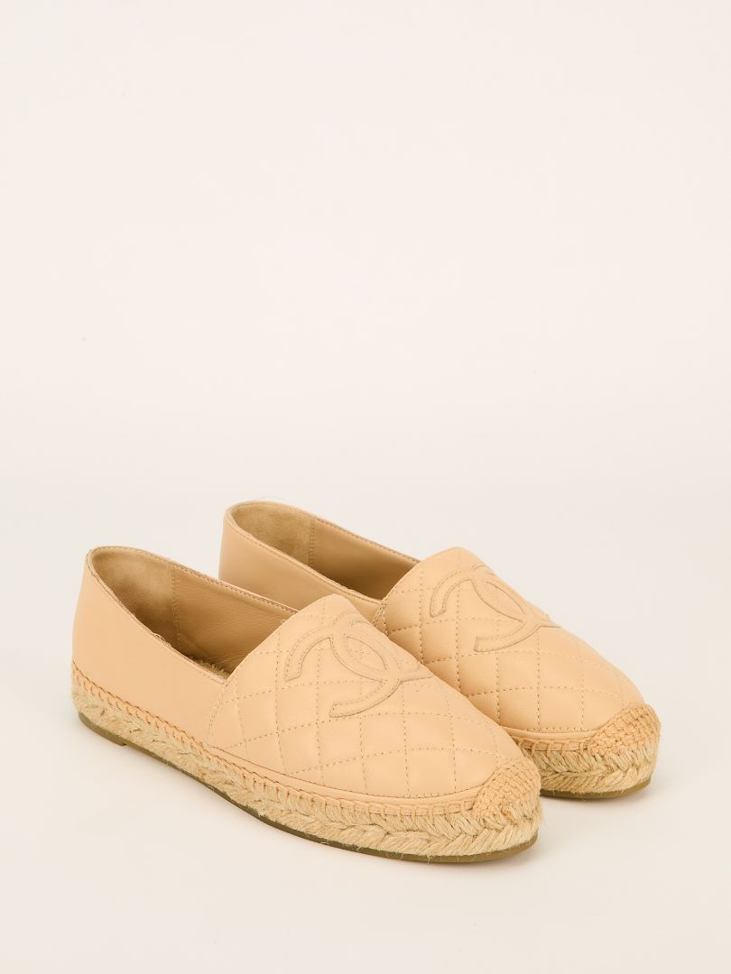Beige Quilted Espadrilles
