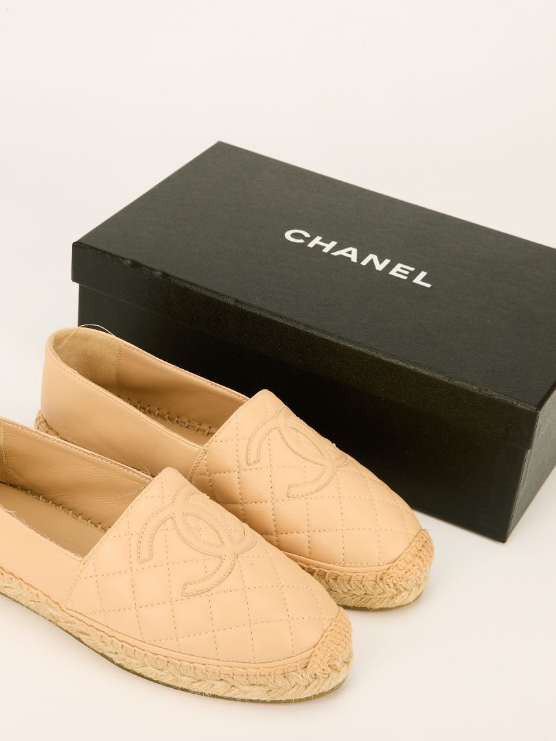 Beige Quilted Espadrilles