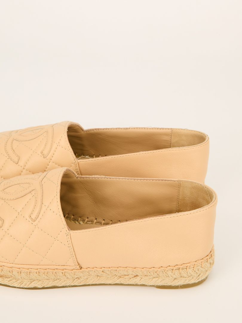 Beige Quilted Espadrilles