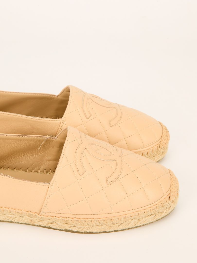Beige Quilted Espadrilles