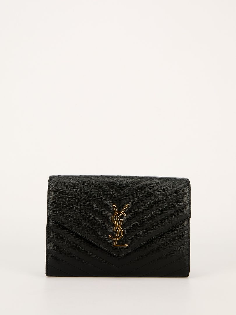 Black Cassandre Matelassé Flap Pouch With GHW
