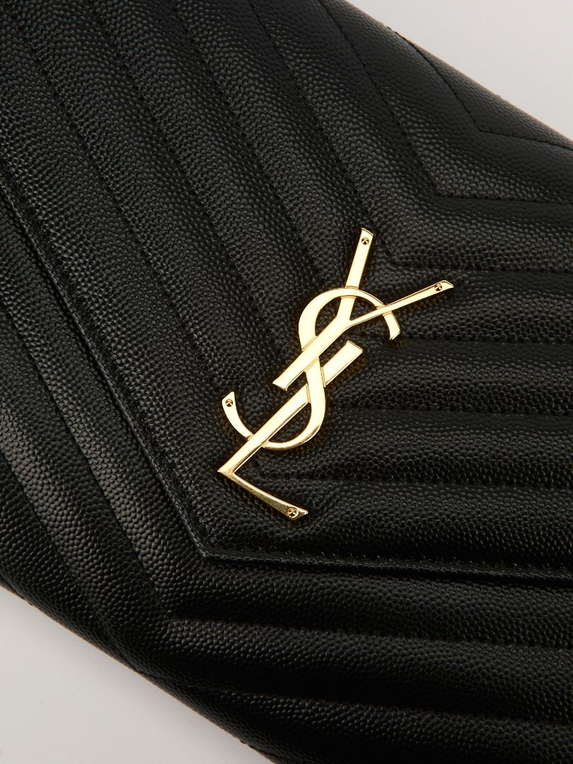 Black Cassandre Matelassé Flap Pouch With GHW