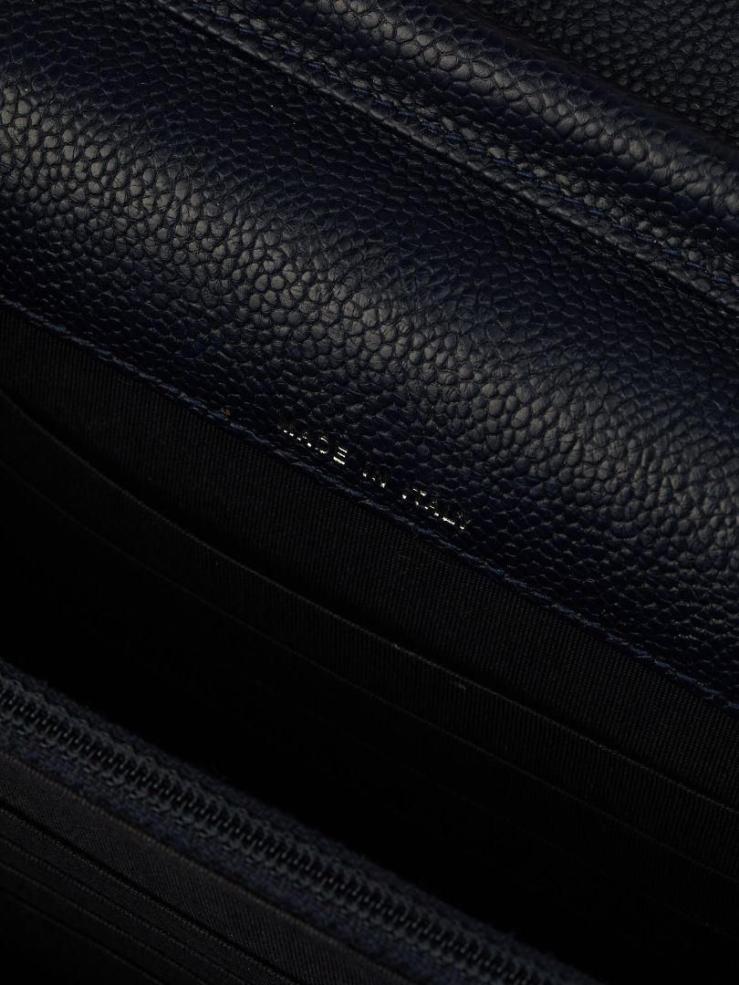 Navy Square Chevron Caviar Wallet On Chain With SHW