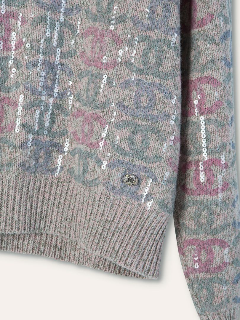 Pink 22K Sequined Turtleneck Jumper