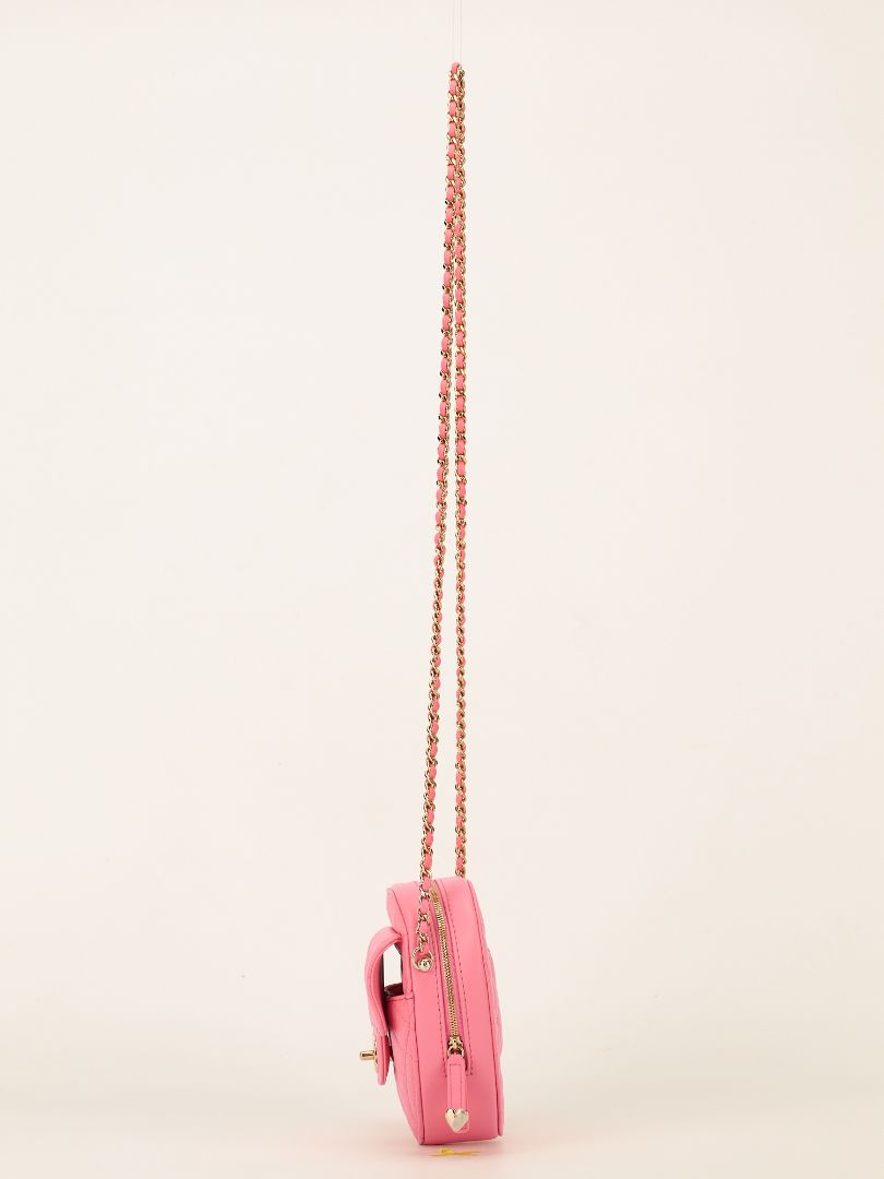 Large Pink Quilted Love Heart Bag With GHW