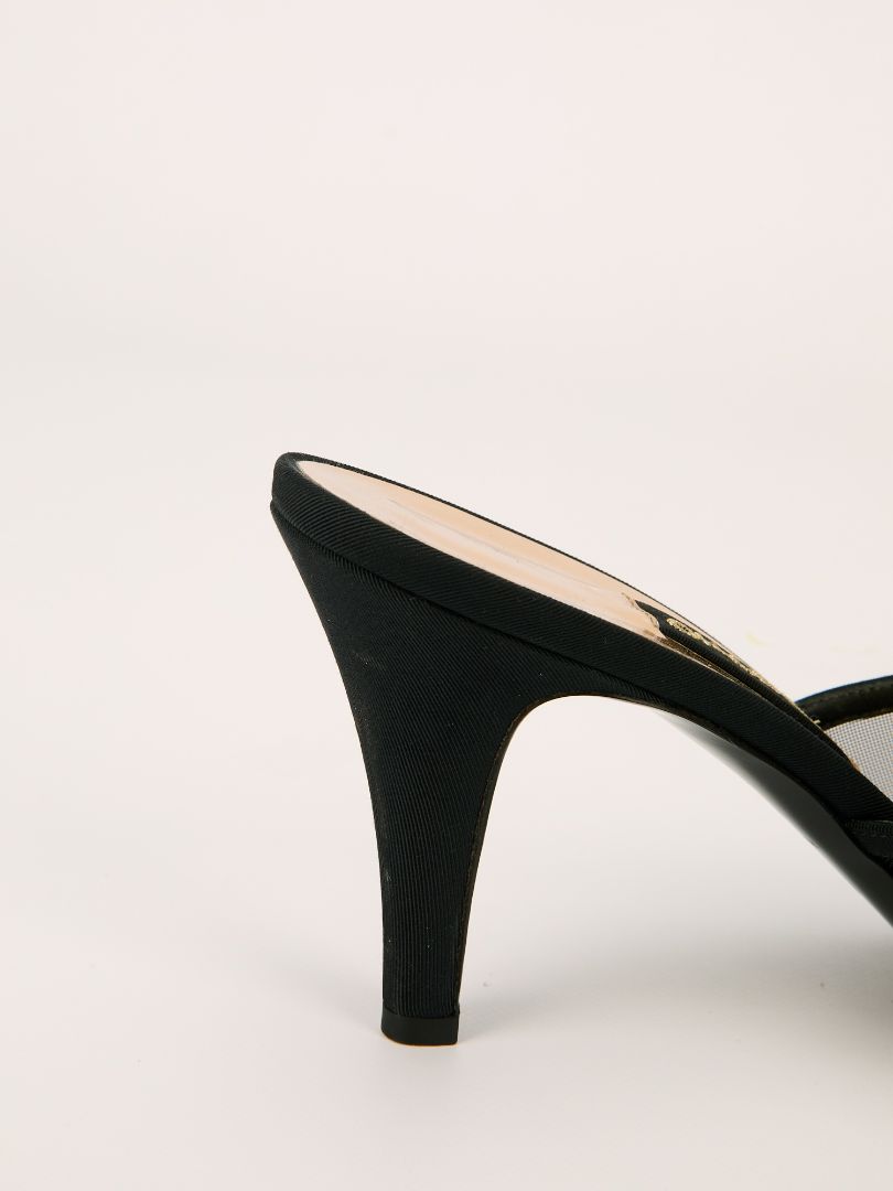 Black Mesh Peep Toe Mules