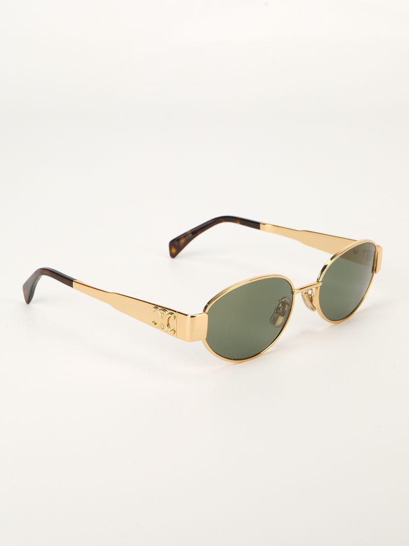 Gold Triomphe Metal Oval Sunglasses