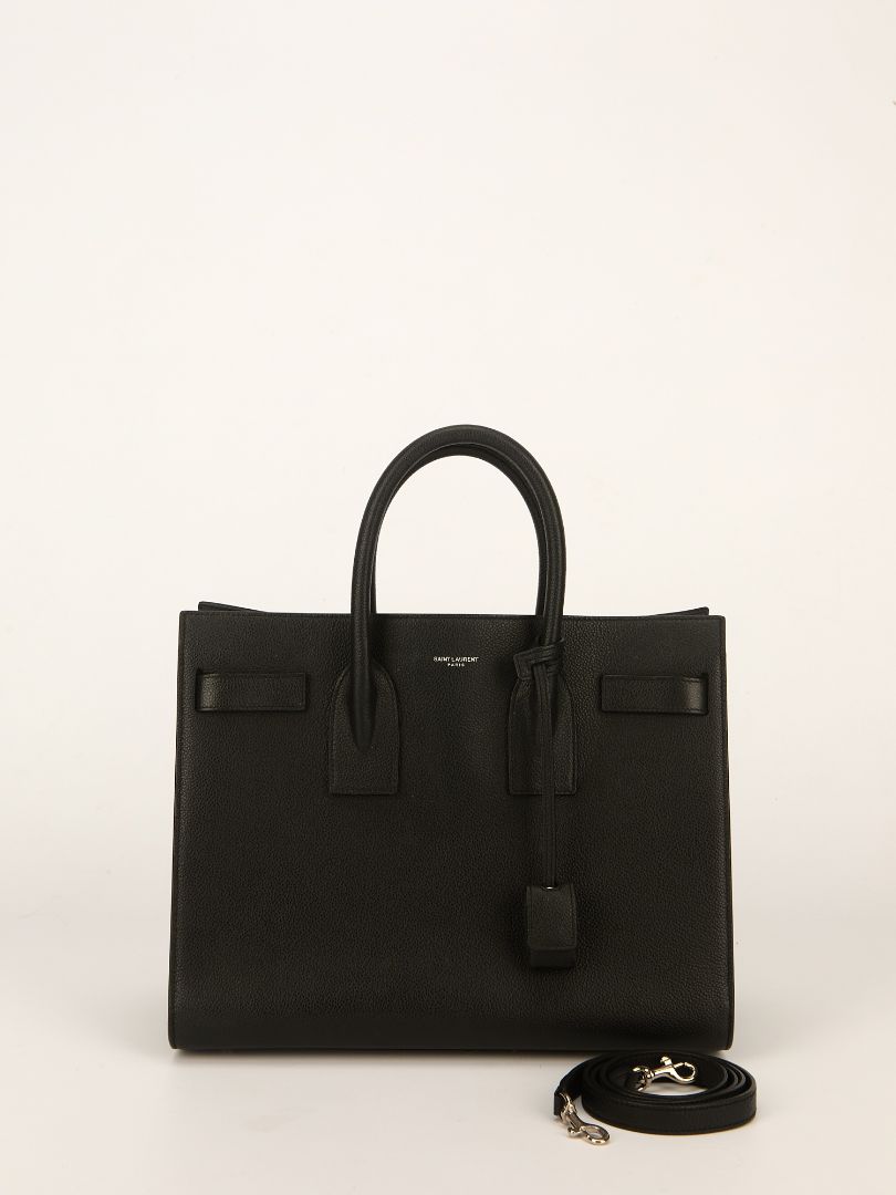 Black Grained Sac De Jour Tote With SHW