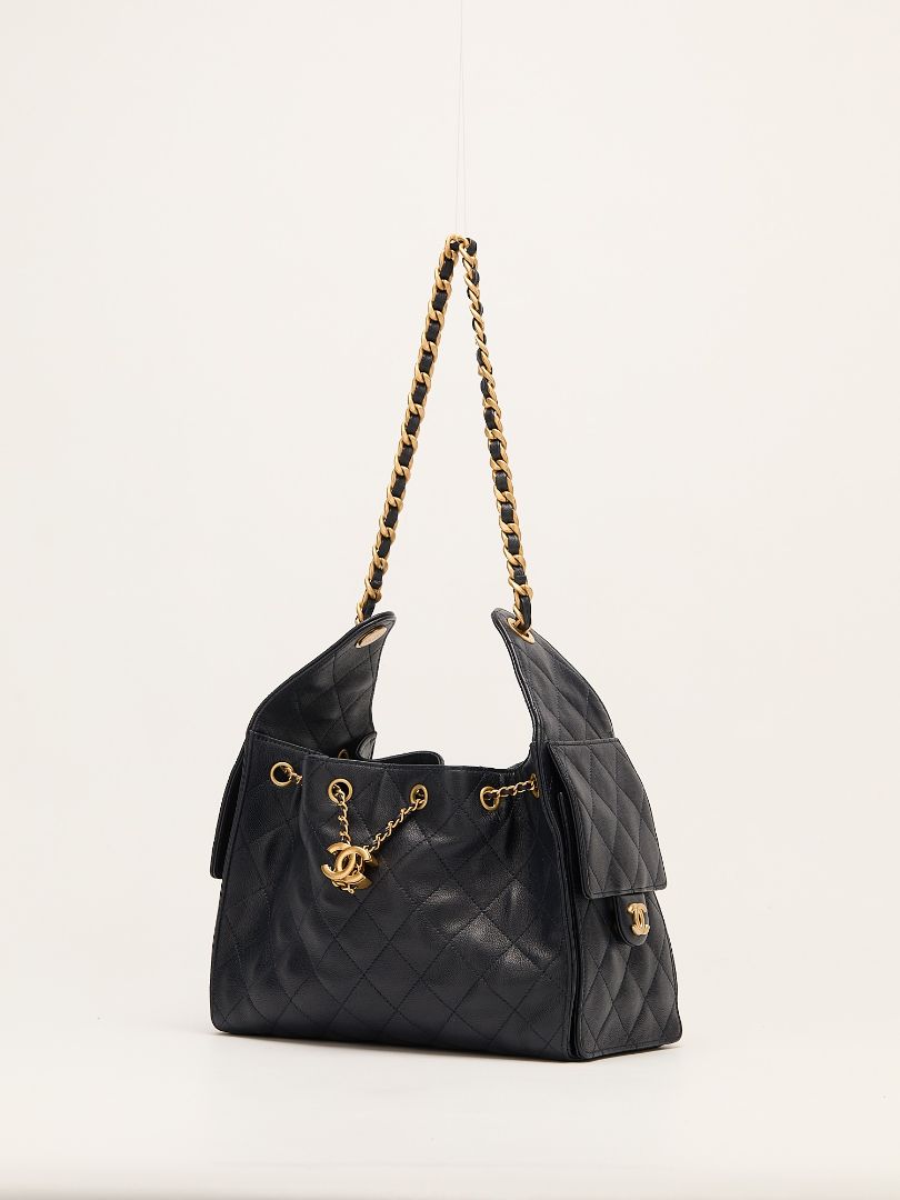 Navy 25 Small Handbag With GHW