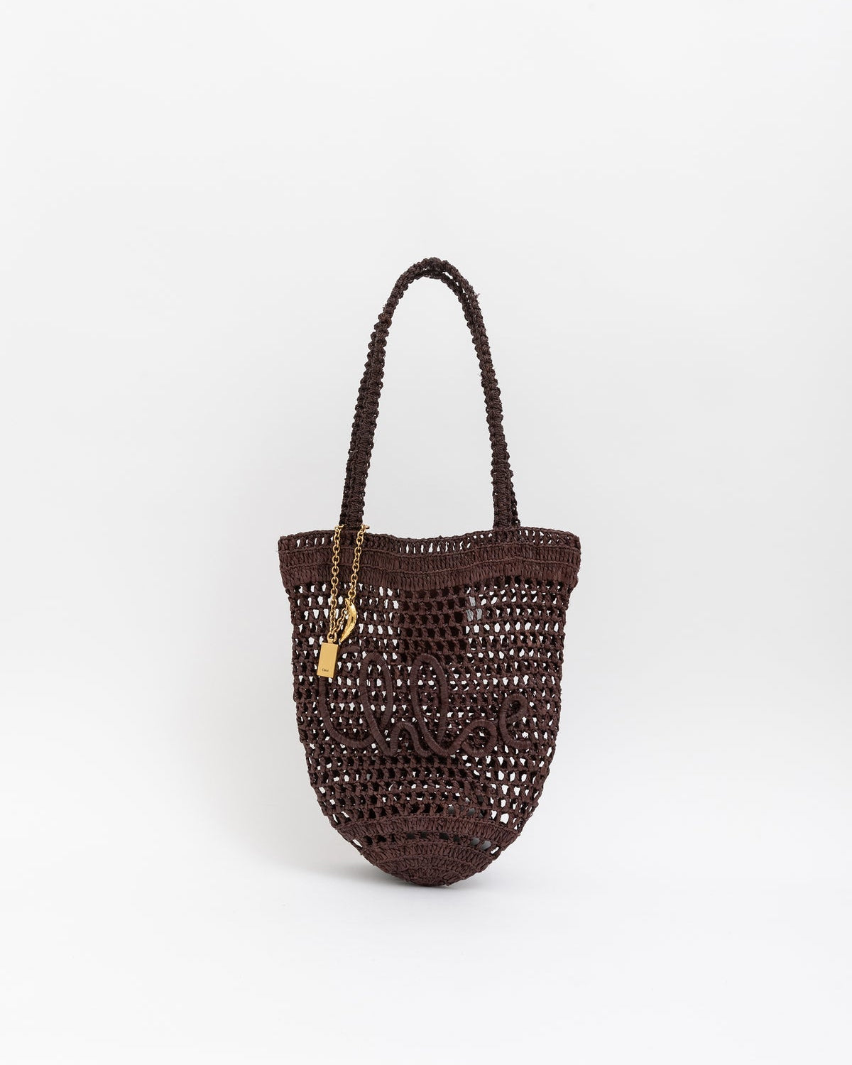 Chloé Small Summer Banana Raffia Tote Bag in Khol Brown