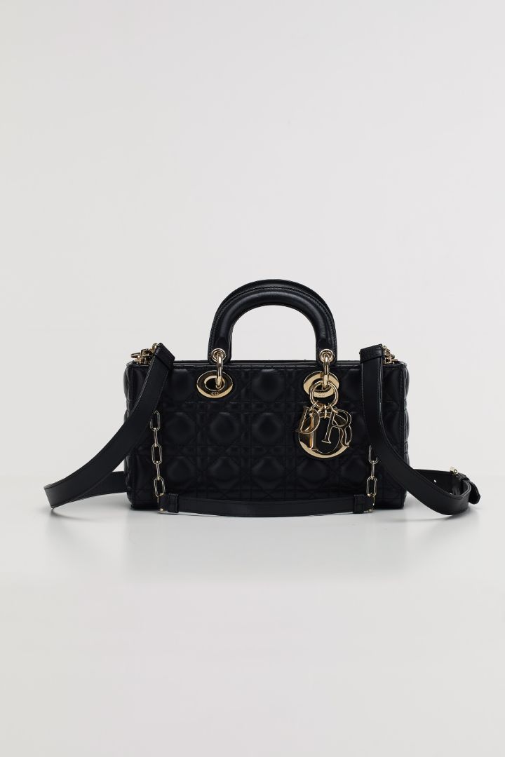 Black Medium Lady D-Joy Bag With GHW