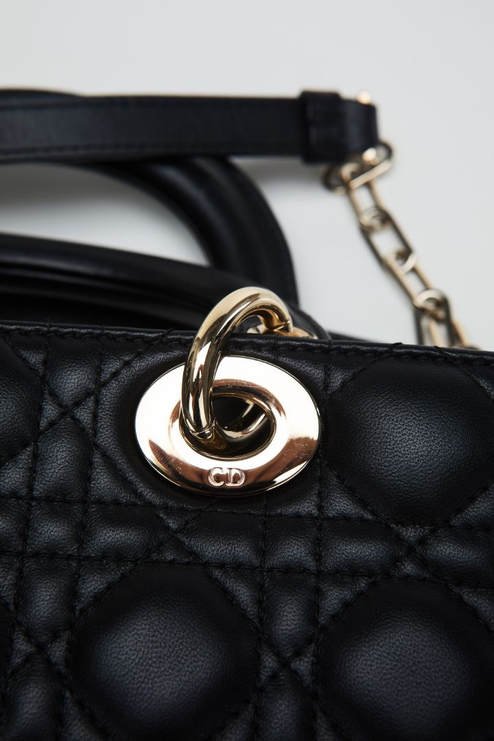 Black Medium Lady D-Joy Bag With GHW