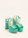 Emerald Green Satin Platform Pumps