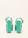 Emerald Green Satin Platform Pumps