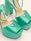 Emerald Green Satin Platform Pumps