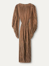 Bronze Vintage Pleated Tie Dress