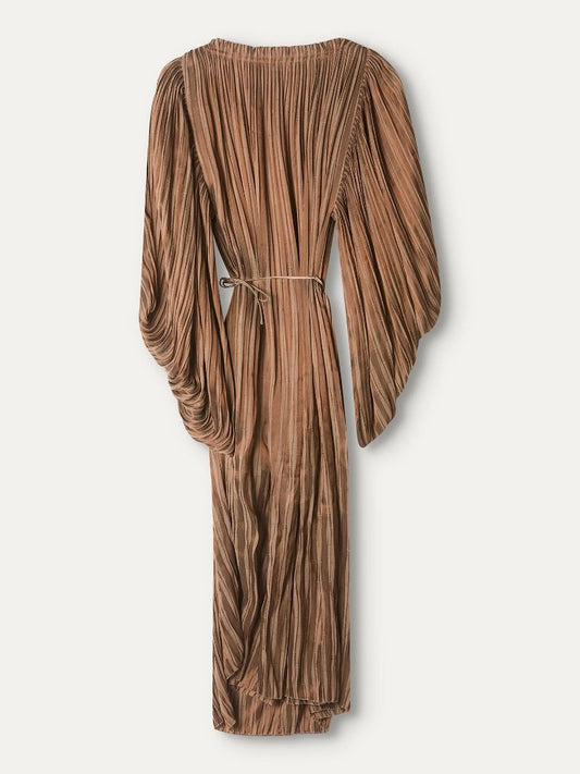 Bronze Vintage Pleated Tie Dress