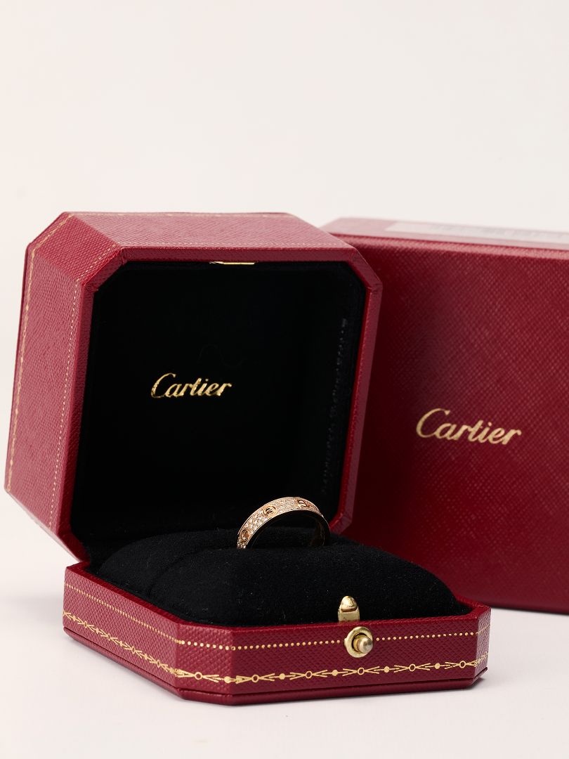 Rose Gold Love Ring Small Model Paved 55