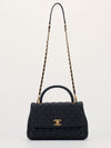 Black Medium Coco Quilted Caviar Handle Bag With GHW