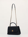 Black Medium Coco Quilted Caviar Handle Bag With GHW