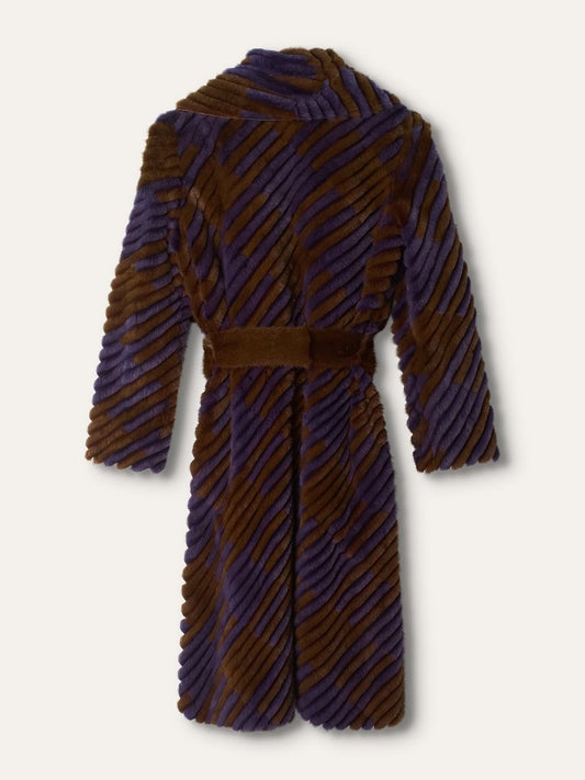 Brown & Purple Reversable Mink Fur Instarsia Coat