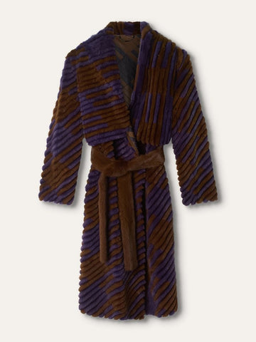 Brown & Purple Reversable Mink Fur Instarsia Coat