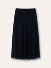 Navy Mid Length Pleated Tulle Skirt